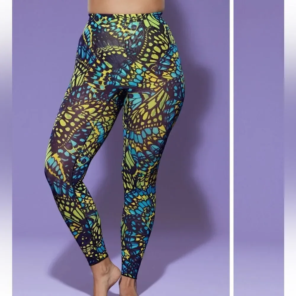 Yitty by Lizzo Mesh Me Smoothing High Waist Legging in Bright Ass Blue Buttafly